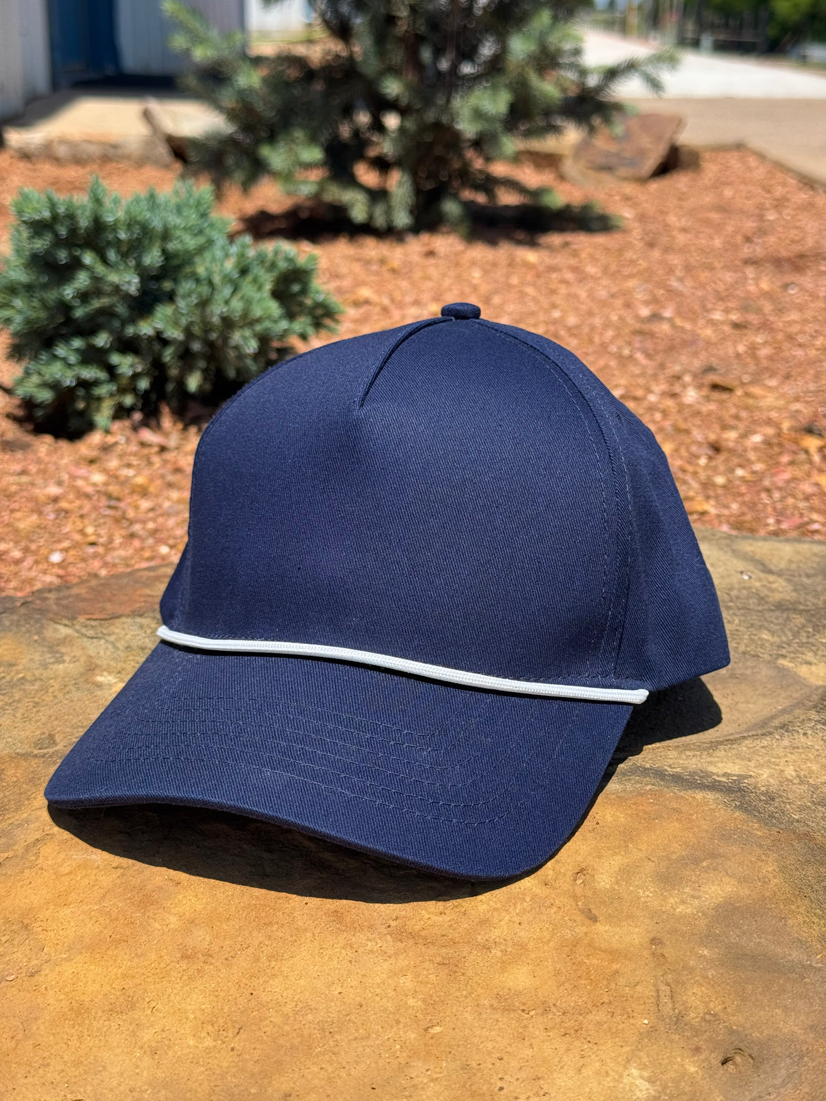 Caplahoma Classic Rope — Twill Back in Navy, front view with white rope detail.
